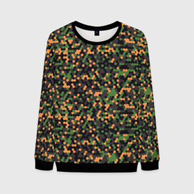 Мужской свитшот 3D с принтом Абстрактный геометрический оранжевый черный и зеленый гексагональной военный камуфляж в Белгороде, 100% полиэстер с мягким внутренним слоем | круглый вырез горловины, мягкая резинка на манжетах и поясе, свободная посадка по фигуре | abstraction | camouflage | military | абстракция | армия | боец | военный камуфляж | воин | война | геомет | идеализация | камуфляж | маскировка | масхалат | математика | милитари | охота | охрана | пиксели