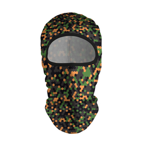Балаклава 3D с принтом Абстрактный геометрический оранжевый черный и зеленый гексагональной военный камуфляж в Тюмени, 100% полиэстер, ткань с особыми свойствами — Activecool | плотность 150–180 г/м2; хорошо тянется, но при этом сохраняет форму. Закрывает шею, вокруг отверстия для глаз кайма. Единый размер | abstraction | camouflage | military | абстракция | армия | боец | военный камуфляж | воин | война | геомет | идеализация | камуфляж | маскировка | масхалат | математика | милитари | охота | охрана | пиксели
