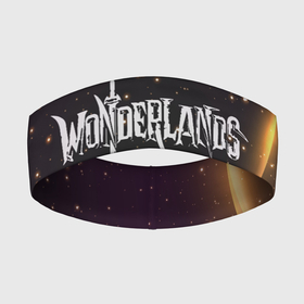 Повязка на голову 3D с принтом Tiny Tinas Wonderlands логотип на фоне звездного неба в Кировске,  |  | Тематика изображения на принте: borderlands | tiny tinas | tiny tinas wonderlands | wonderlands | блеск | буквы | земля чудес | золото | золотой | игра | игрок | к | компьютерные игры | надпись | название игры | серия borderlands | сияние | текст | шр