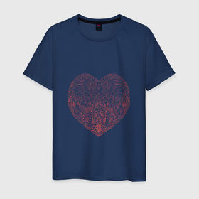 Мужская футболка хлопок с принтом Узорное сердечко , 100% хлопок | прямой крой, круглый вырез горловины, длина до линии бедер, слегка спущенное плечо. | без фона | для влюбленных | любовь | растения | сердце | узор