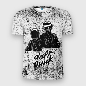 Мужская футболка 3D Slim с принтом Daft Punk BW , 100% полиэстер с улучшенными характеристиками | приталенный силуэт, круглая горловина, широкие плечи, сужается к линии бедра | daft punk | daftpunk | disco | дафт панк | дафтпанк | диско | музыка | синтипоп | хаус | электро