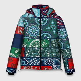 Мужская зимняя куртка 3D с принтом Лоскуты Бандан в Екатеринбурге, верх — 100% полиэстер; подкладка — 100% полиэстер; утеплитель — 100% полиэстер | длина ниже бедра, свободный силуэт Оверсайз. Есть воротник-стойка, отстегивающийся капюшон и ветрозащитная планка. 

Боковые карманы с листочкой на кнопках и внутренний карман на молнии. | бандана | лоскуты | модные | узоры | хайп | шмот