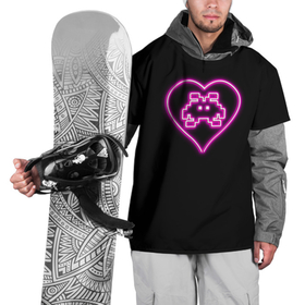Накидка на куртку 3D с принтом Пиксельная фея в сердечке | Неон в Белгороде, 100% полиэстер |  | fairy | heart | in | love | neon | pixel | pixels | pixie | retro | valentine | автоматы | в | валентинка | детство | игровые | любовь | неон | неоновая | неоновое | пиксели | пиксельная | пикси | ретро | сердечке | сердце | фея