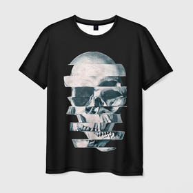 Мужская футболка 3D с принтом Череп Мозаика в Белгороде, 100% полиэфир | прямой крой, круглый вырез горловины, длина до линии бедер | body | bone | broken | mosaic | part | skull | кость | мозаика | разбитый | раскол | расколотый | сегмент | тела | часть | череп