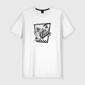 Мужская футболка хлопок Slim с принтом Шахматные баталии в Тюмени, 92% хлопок, 8% лайкра | приталенный силуэт, круглый вырез ворота, длина до линии бедра, короткий рукав | chess | игра | настольная | спорт | шахматные баталии