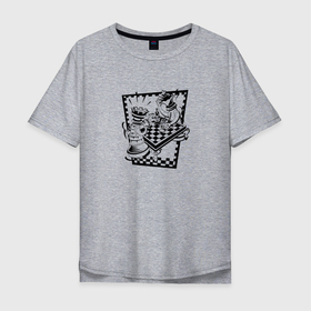 Мужская футболка хлопок Oversize с принтом Шахматные баталии в Тюмени, 100% хлопок | свободный крой, круглый ворот, “спинка” длиннее передней части | chess | игра | настольная | спорт | шахматные баталии