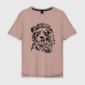 Мужская футболка хлопок Oversize с принтом Lion   Graphics в Белгороде, 100% хлопок | свободный крой, круглый ворот, “спинка” длиннее передней части | beast | graphics | lion | mane | muzzle | predator | графика | грива | зверь | лев | хищник