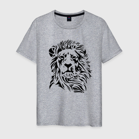 Мужская футболка хлопок с принтом Lion   Graphics в Петрозаводске, 100% хлопок | прямой крой, круглый вырез горловины, длина до линии бедер, слегка спущенное плечо. | beast | graphics | lion | mane | muzzle | predator | графика | грива | зверь | лев | хищник