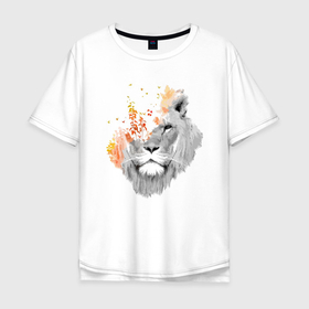 Мужская футболка хлопок Oversize с принтом Царь зверей   Art , 100% хлопок | свободный крой, круглый ворот, “спинка” длиннее передней части | art | bird | lion | mane | muzzle | грива | искусство | лев | прица