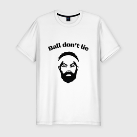 Мужская футболка хлопок Slim с принтом Ball dont lie Рашид Уоллес в городе Новоалтайск, 92% хлопок, 8% лайкра | приталенный силуэт, круглый вырез ворота, длина до линии бедра, короткий рукав | 