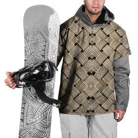 Накидка на куртку 3D с принтом Джутовая плетенка 3D в Кировске, 100% полиэстер |  | дерюга | дерюжка | джут | джутовый | кремовый | плетенка | плетеный
