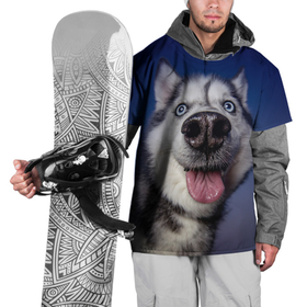 Накидка на куртку 3D с принтом Хаски   Веселый собакен в Кировске, 100% полиэстер |  | handeyework | арт | веселые | волк | животные | нос | нюх | прикольные | смех | смешные | собаки | собка | улыбка | хаски