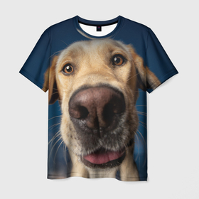 Мужская футболка 3D с принтом Собакен   лабрадор в Новосибирске, 100% полиэфир | прямой крой, круглый вырез горловины, длина до линии бедер | handeyework | животные | кожанный | красивые | лабрадор | нос | охраник | прикольные | смешные | собака | собаки