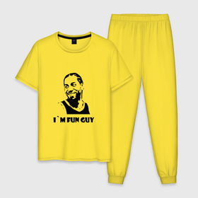 Мужская пижама хлопок с принтом Fun guy Леонард Кавай в Тюмени, 100% хлопок | брюки и футболка прямого кроя, без карманов, на брюках мягкая резинка на поясе и по низу штанин
 | Тематика изображения на принте: 