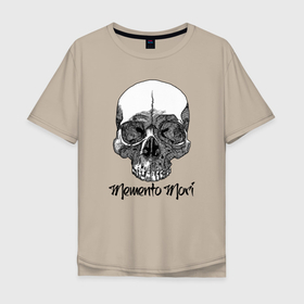 Мужская футболка хлопок Oversize с принтом Помни о смерти   Memento mori в Белгороде, 100% хлопок | свободный крой, круглый ворот, “спинка” длиннее передней части | motto | orbits | skull | slogan | teeth | глазницы | девиз | зубы | слоган | череп