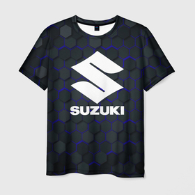 Мужская футболка 3D с принтом SUZUKI 3D плиты в Екатеринбурге, 100% полиэфир | прямой крой, круглый вырез горловины, длина до линии бедер | 2020 | auto | sport | suzuki | авто | автомобиль | автомобильные | бренд | марка | машины | спорт | сузуки