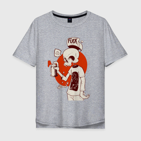 Мужская футболка хлопок Oversize с принтом Zombie   Graffiti в Санкт-Петербурге, 100% хлопок | свободный крой, круглый ворот, “спинка” длиннее передней части | baseball cap | graffiti | hands | hype | jaw | skull | teeth | zombie | бейсболка | граффити | зомби | зубы | пасть | хайп | череп
