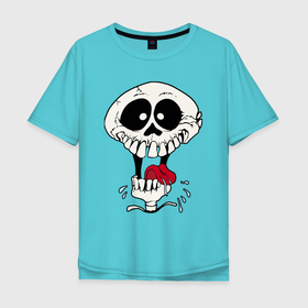 Мужская футболка хлопок Oversize с принтом Smile   Hype   Skull в Санкт-Петербурге, 100% хлопок | свободный крой, круглый ворот, “спинка” длиннее передней части | hype | jaw | orbits | saliva | skull | smile | teeth | tongue | глазницы | зубы | пасть | слюна | улыбка | хайп | череп | язык