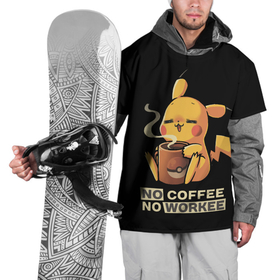 Накидка на куртку 3D с принтом Пикачу без кофе не работаем в Белгороде, 100% полиэстер |  | coffee | picachu | без кофе не работаем | кружка | пикачу | покемон
