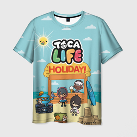 Мужская футболка 3D с принтом Toca Life. Holiday в Тюмени, 100% полиэфир | прямой крой, круглый вырез горловины, длина до линии бедер | avatar | citytoca | holiday | life | toca | world | аватар | ворлд | каникулы | лайф | нари | персонаж | рита | тамагочи | тока | тока бока