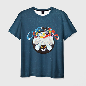 Мужская футболка 3D с принтом Cuphead, Mugman and devil в Кировске, 100% полиэфир | прямой крой, круглый вырез горловины, длина до линии бедер | cuphead | devil | mugman | две чашки | дьявол | капхэд | магман | чашечки