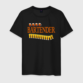 Мужская футболка хлопок с принтом Bartender (бармен) , 100% хлопок | прямой крой, круглый вырез горловины, длина до линии бедер, слегка спущенное плечо. | barman | bartender | tapster | бар | бара | бармен | барменша | бармены | бартендер | бистро | бокал | кафе | коктейл | кружка | официант | пенное | ресторан