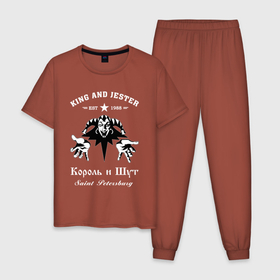Мужская пижама хлопок с принтом Король и Шут | КиШ. в Екатеринбурге, 100% хлопок | брюки и футболка прямого кроя, без карманов, на брюках мягкая резинка на поясе и по низу штанин
 | hardcore | jester | king | music | punk | rock | горшок | группа | князь | король | метал | музыка | панк | петербург | питер | рок | шут