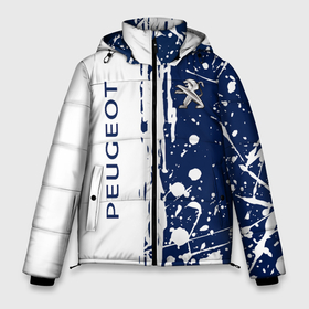 Мужская зимняя куртка 3D с принтом Peugeot брызги в Белгороде, верх — 100% полиэстер; подкладка — 100% полиэстер; утеплитель — 100% полиэстер | длина ниже бедра, свободный силуэт Оверсайз. Есть воротник-стойка, отстегивающийся капюшон и ветрозащитная планка. 

Боковые карманы с листочкой на кнопках и внутренний карман на молнии. | Тематика изображения на принте: 2020 | auto | peugeot | sport | авто | автомобиль | автомобильные | бренд | додж | марка | машины | пежо | спорт