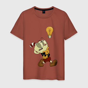 Мужская футболка хлопок с принтом Cuphead Idea в Новосибирске, 100% хлопок | прямой крой, круглый вырез горловины, длина до линии бедер, слегка спущенное плечо. | cuphead | идея | чашечки | шоу | шоучашечки