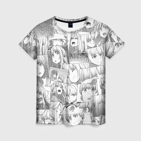 Женская футболка 3D с принтом Волчица и пряности pattern , 100% полиэфир ( синтетическое хлопкоподобное полотно) | прямой крой, круглый вырез горловины, длина до линии бедер | anime | okami to koshinryo | аниме | анимэ | волчица и пряности