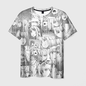 Мужская футболка 3D с принтом Волчица и пряности pattern в Кировске, 100% полиэфир | прямой крой, круглый вырез горловины, длина до линии бедер | anime | okami to koshinryo | аниме | анимэ | волчица и пряности