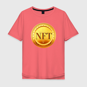 Мужская футболка хлопок Oversize с принтом NFT токен в Белгороде, 100% хлопок | свободный крой, круглый ворот, “спинка” длиннее передней части | Тематика изображения на принте: nft | token | крипта | криптовалюта | токен