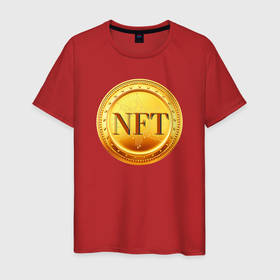 Мужская футболка хлопок с принтом NFT токен в Кировске, 100% хлопок | прямой крой, круглый вырез горловины, длина до линии бедер, слегка спущенное плечо. | Тематика изображения на принте: nft | token | крипта | криптовалюта | токен