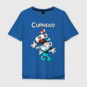 Мужская футболка хлопок Oversize с принтом Cuphead веселые чашечки в Новосибирске, 100% хлопок | свободный крой, круглый ворот, “спинка” длиннее передней части | cuphead | cupheadshow | игра чашки | капхед | капхэд | нетфликс | чашечки | чашка | чашки | шоу | шоу чашечка