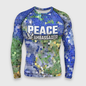 Мужской рашгард 3D с принтом Peace Ambassador (Посол мира) ,  |  | peace | витраж | голубь | за мир | мир | мозаика | планета земля | посол | посол мира | синий