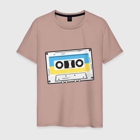 Мужская футболка хлопок с принтом Кассета retro в Белгороде, 100% хлопок | прямой крой, круглый вырез горловины, длина до линии бедер, слегка спущенное плечо. | аудио | звук | кассета | музыка | ретро