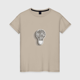Женская футболка хлопок с принтом Стимпанк лампа в Курске, 100% хлопок | прямой крой, круглый вырез горловины, длина до линии бедер, слегка спущенное плечо | идея | лампа | механизм | ретро | стимпанк