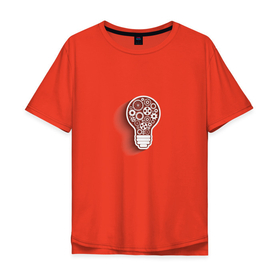 Мужская футболка хлопок Oversize с принтом Стимпанк лампа в Белгороде, 100% хлопок | свободный крой, круглый ворот, “спинка” длиннее передней части | идея | лампа | механизм | ретро | стимпанк