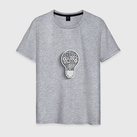 Мужская футболка хлопок с принтом Стимпанк лампа в Кировске, 100% хлопок | прямой крой, круглый вырез горловины, длина до линии бедер, слегка спущенное плечо. | идея | лампа | механизм | ретро | стимпанк