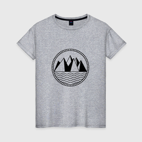 Женская футболка хлопок с принтом Горы и море в Белгороде, 100% хлопок | прямой крой, круглый вырез горловины, длина до линии бедер, слегка спущенное плечо | горы | лес | море | природа