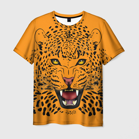 Мужская футболка 3D с принтом Leopard | Леопард в Екатеринбурге, 100% полиэфир | прямой крой, круглый вырез горловины, длина до линии бедер | leopard | большие кошки | жищник | кошки | леопард | охота