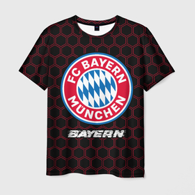 Мужская футболка 3D с принтом БАВАРИЯ | Bayern + Соты в Петрозаводске, 100% полиэфир | прямой крой, круглый вырез горловины, длина до линии бедер | bayern | club | fc | footbal | logo | бавария | знак | клуб | лого | логотип | логотипы | символ | символы | соты | форма | футбол | футбольная | футбольный