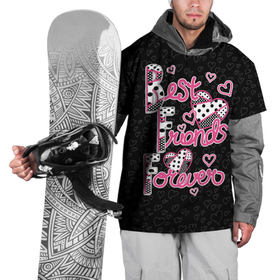 Накидка на куртку 3D с принтом Best friends forever. , 100% полиэстер |  | best friends | dots | forever | hearts | patchwork | polka dots | горошек | лоскутный узор | лучшие друзья | навсегда | сердца | точки