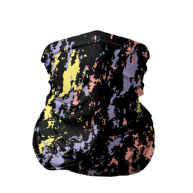 Бандана-труба 3D с принтом цветная абстракция брызгами в Санкт-Петербурге, 100% полиэстер, ткань с особыми свойствами — Activecool | плотность 150‒180 г/м2; хорошо тянется, но сохраняет форму | абстракция | брызги | гармония | желтый | коралловый | настроение | пятна | розовый | синий | сиреневый | цвета | черный фон | яркий