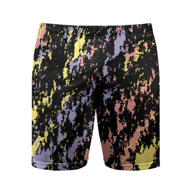 Мужские шорты спортивные с принтом цветная абстракция брызгами в Белгороде,  |  | абстракция | брызги | гармония | желтый | коралловый | настроение | пятна | розовый | синий | сиреневый | цвета | черный фон | яркий