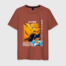 Мужская футболка хлопок с принтом Шоё Хината арт в Курске, 100% хлопок | прямой крой, круглый вырез горловины, длина до линии бедер, слегка спущенное плечо. | anime | haikyuu | shouyou hinata | аниме | анимэ | волейбол | шоё хинато