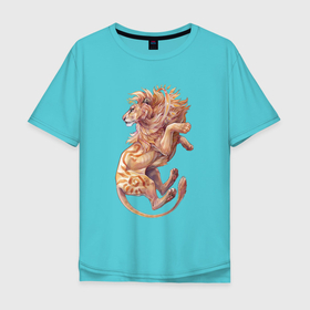 Мужская футболка хлопок Oversize с принтом Солнечный лев , 100% хлопок | свободный крой, круглый ворот, “спинка” длиннее передней части | арт | большая кошка | дикая кошка | дикий кот | звезда | космическая звезда | космос | кот | лев | планета | рисунок | солнце