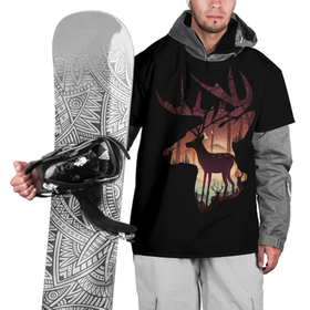 Накидка на куртку 3D с принтом Душа природы   олень в Курске, 100% полиэстер |  | Тематика изображения на принте: арт | лес | олень | природа | рисунок | рога