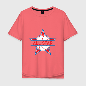 Мужская футболка хлопок Oversize с принтом NBA All Star в Новосибирске, 100% хлопок | свободный крой, круглый ворот, “спинка” длиннее передней части | basketball | game | nba | sport | баскетбол | баскетболист | игра | мяч | нба | спорт | спортсмен