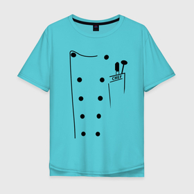 Мужская футболка хлопок Oversize с принтом Поварской китель шефа в Курске, 100% хлопок | свободный крой, круглый ворот, “спинка” длиннее передней части | cook | kitchener | кашевар | кок | кулинар | кухарка | повар | повара | повариха | шеф